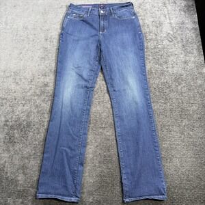 NYDJ Jeans Women's Size 8 Blue Marilyn Straight Medium Wash Stretch Denim